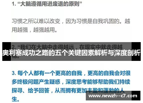 奥利塞成功之路的五个关键因素解析与深度剖析